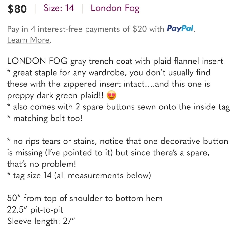 London Fog Grey Trench Coat - Picture 15 of 15